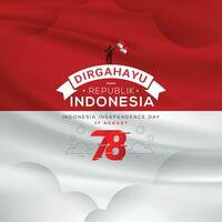 indonésio independência dia poster e bandeira celebração 17 agosto vetor