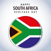 bandeira da áfrica do sul com feliz dia da herança da áfrica do sul vetor
