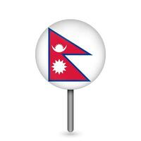 ponteiro de mapa com contry nepal. bandeira do nepal. ilustração vetorial. vetor