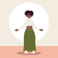 mulher afro usando roupas casuais vetor