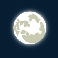 cheio lua dentro noite céu 3d vetor Projeto. realista detalhado branco brilhando superfície do espaço planetas satélite, perto e longe lados do lua ou Luna com brilhante luz aréola, espaço e astronomia Ciência