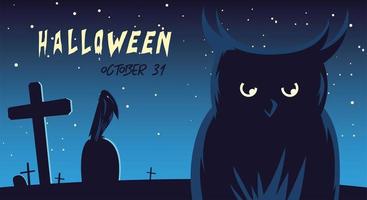 31 de outubro halloween com fundo noturno e coruja