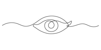 olho 1 arte contínuo linha desenho. símbolo do visão. solteiro linha do humano olho ícone. vetor ilustração