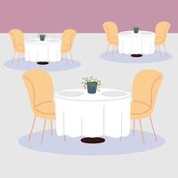 mesas de jantar e cadeiras para duas pessoas vetor