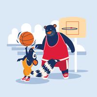 jogador de basquete de rua urso e esquilo vetor