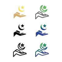 conjunto de ícones do símbolo islâmico, ícone do ramadã vetor