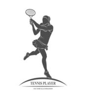 ícone jogador de tênis com uma raquete. ilustração vetorial. vetor