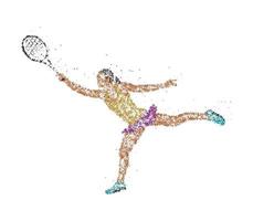 jogador de tênis abstrato de círculos coloridos. ilustração vetorial. vetor