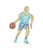 jogador de basquete abstrato de círculos coloridos. ilustração vetorial. vetor