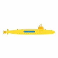 submarino amarelo em estilo de elemento plano isolado no fundo branco. vetor