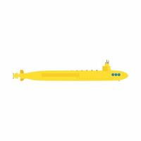 submarino amarelo em estilo de elemento plano isolado no fundo branco. vetor