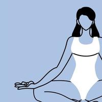 jovem meditando, mulher fazendo ioga em posição de lótus vetor