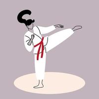 lutadora de karatê em quimono, arte marcial tradicional do Japão vetor
