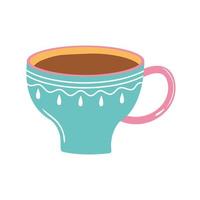 ícone de bebida fresca de xícara de chá e café sobre fundo branco vetor
