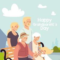 família, pais, avós e filhos felizes comemorando o dia dos avós vetor