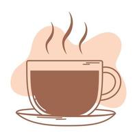bebida quente de café na linha e preenchimento do ícone do prato vetor