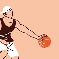 homem jogador de basquete com desenho vetorial de bola vetor
