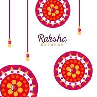 desenho vetorial de pulseiras de flores de mandala vermelha raksha bandhan vetor