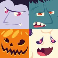 conjunto de personagens de halloween vetor