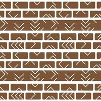 tribal vetor marrom branco monocromático abstrato geométrico padrão fronteira sem emenda. ilustração contém linhas, retângulos como parede de tijolos. listras de impressão de inverno horizontal para têxteis ou papel de parede