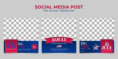 4 de julho, modelo de postagem de mídia social para o dia da independência vetor