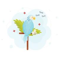papagaio de arara azul bonito dos desenhos animados. ilustração vetorial vetor