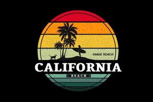 miami beach califórnia praia cor laranja creme e verde vetor