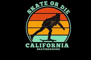 desenho de silhueta de skate da califórnia vetor