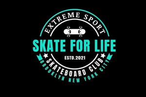 esporte radical skate para toda a vida skate clube cor branco e tosca vetor