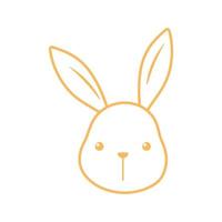 desenho de linha animal de rosto de coelho fofo vetor