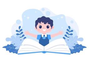 personagens leem livros em uma sala ilustrações vetoriais para aumentar a percepção e o conhecimento vetor