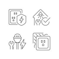 conjunto de ícones lineares de serviço de eletricista vetor