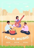 modelo de vetor plano de cartaz de música folk