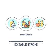 ícone do conceito de lanches inteligentes. alimentos saudáveis que ajudam os alunos a aprender melhor. ilustração de linha fina de ideia de refeições orgânicas escolares. desenho de cor rgb de contorno isolado de vetor. curso editável vetor