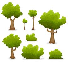 Árvores da floresta, sebes e conjunto de Bush vetor