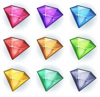 Gemas dos desenhos animados e conjunto de ícones de diamantes
