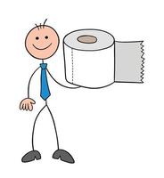 personagem de homem de negócios stickman com ilustração de desenho vetorial de papel higiênico vetor