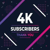 obrigado você 4k assinantes ou seguidores. rede social meios de comunicação moderno postar Projeto vetor