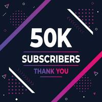 obrigado você 50k assinantes ou seguidores. rede social meios de comunicação moderno postar Projeto vetor