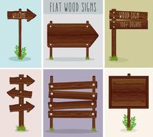 seis sinais de madeira vetor
