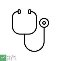 estetoscópio cardio dispositivo ícone. simples esboço estilo. médico, médico equipamento, saúde coração, hospital, cuidados de saúde conceito. fino linha vetor ilustração isolado em branco fundo. eps 10.