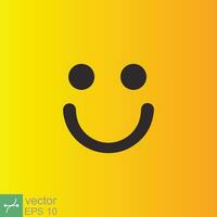 sorrir ícone modelo Projeto. sorridente emoticon vetor logotipo em amarelo fundo. face linha arte estilo. engraçado rabisco desenho, Diversão símbolo, humor, alegria conceito. eps 10.