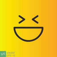 sorrir ícone modelo Projeto. sorridente emoticon vetor logotipo em amarelo fundo. face linha arte estilo. engraçado rabisco desenho, Diversão símbolo, humor, alegria conceito. eps 10.
