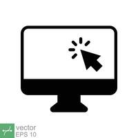 computador monitor clique cursor glifo ícone. simples sólido estilo placa para Móvel conceito e rede Projeto. rato, pc, Área de Trabalho, mostrar. vetor ilustração isolado. eps 10.