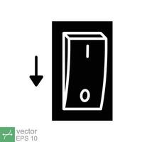 luz desligado, elétrico interruptor ícone. simples sólido estilo. poder virar fora botão, alternancia interruptor do posição conceito para rede e aplicativo. glifo vetor ilustração isolado em branco fundo. eps 10.