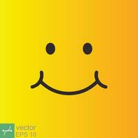 sorrir ícone modelo Projeto. sorridente emoticon vetor logotipo em amarelo fundo. face linha arte estilo. engraçado rabisco desenho, Diversão símbolo, humor, alegria conceito. eps 10.