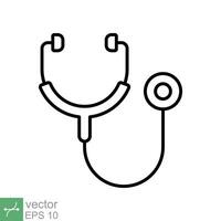 estetoscópio cardio dispositivo ícone. simples esboço estilo. médico, médico equipamento, saúde coração, hospital, cuidados de saúde conceito. fino linha vetor ilustração isolado em branco fundo. eps 10.