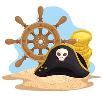 praia de ícones piratas vetor