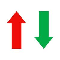 vermelho e verde Setas; flechas ícone isolado em branco fundo. vetor
