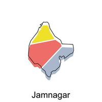 mapa do jamnagar vetor modelo com contorno, gráfico esboço estilo isolado em branco fundo